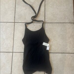 Aerie Black Asymmetrical Fitted Camisole